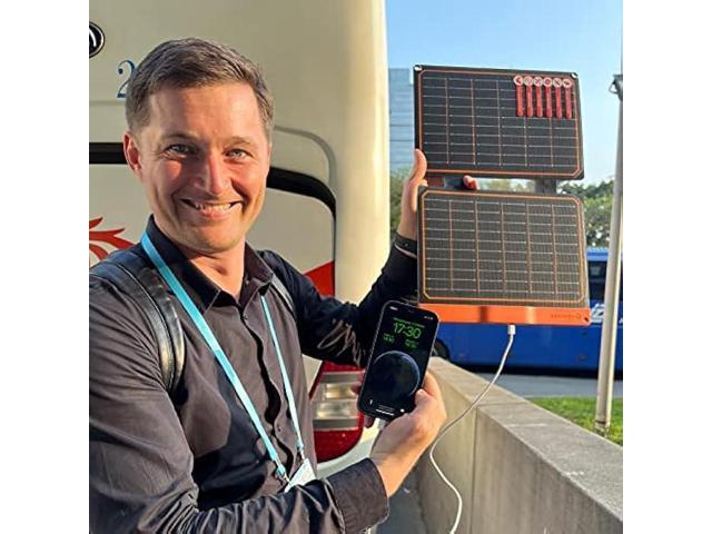 20W Small USB Solar Panel Charger 15W USB-A PD2.0 USB-C Foldable Portable Lightweight ETFE Power Emergency Panel IP67 Waterproof Hiking Camping...