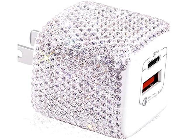 USB C Wall Charger 20W Bling PD & QC 3.0 2 Port Charger with 20W Mini USB-C Power Adapter Compatible with iPhone iPad AirPods Samsung Galaxy and More