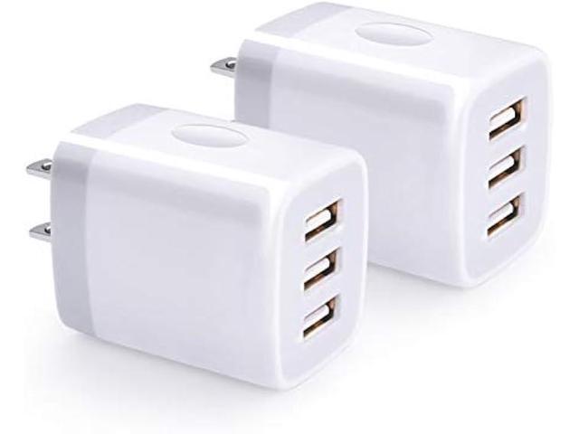 USB Wall Charger, Hootek 2Pack Wall Plug 3-Port USB Charging Station 3.1A Power Adapter Multi Port Quick Charger Block Cube for iPhone 15 14 13 12.