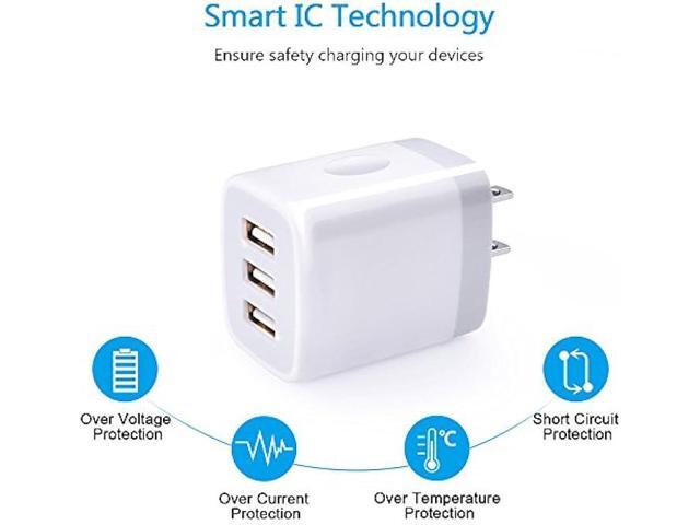 USB Wall Charger, Hootek 2Pack Wall Plug 3-Port USB Charging Station 3.1A Power Adapter Multi Port Quick Charger Block Cube for iPhone 15 14 13 12...