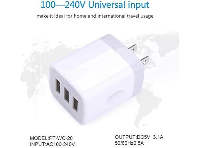 USB Wall Charger, Hootek 2Pack Wall Plug 3-Port USB Charging Station 3.1A Power Adapter Multi Port Quick Charger Block Cube for iPhone 15 14 13 12...