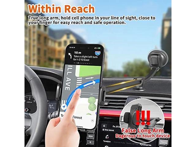 1Zero Solid Car Truck Phone Mount Holder with 14-Inch Gooseneck Long Arm, Windshield Window Mobile Holders w/Industrial-Strength Suction Cup,...
