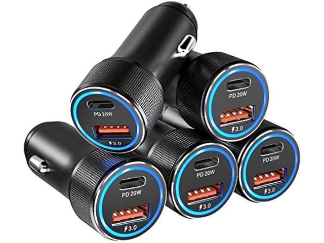 USB C Car Charger 5 Pack, Bangfun 36W Dual Port PD & QC 3.0 Fast Charging 12V Car Charger Adapter Cigarette Lighter USB Charger Plug Compatible...
