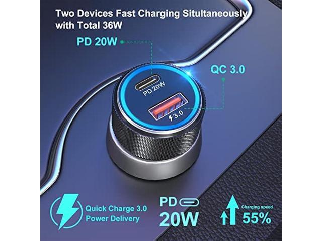 USB C Car Charger 5 Pack, Bangfun 36W Dual Port PD & QC 3.0 Fast Charging 12V Car Charger Adapter Cigarette Lighter USB Charger Plug Compatible...