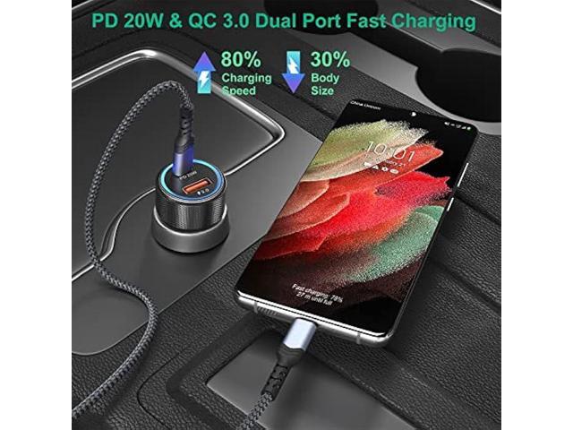 USB C Car Charger 5 Pack, Bangfun 36W Dual Port PD & QC 3.0 Fast Charging 12V Car Charger Adapter Cigarette Lighter USB Charger Plug Compatible...