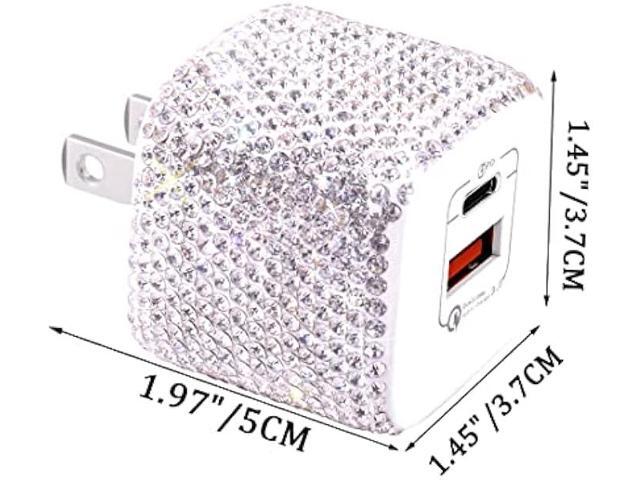 USB C Wall Charger 20W Bling PD & QC 3.0 2 Port Charger with 20W Mini USB-C Power Adapter Compatible with iPhone iPad AirPods Samsung Galaxy and More