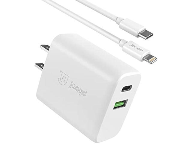 Jaagd 20W Apple MFi Certified iPhone and iPad Charger, USB C and USB Dual Wall Charger Set with Type-C Lightning Cable Compatible with iPhone...
