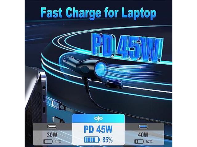 Multi Car Retractable Backseat Car Charger 5 in 1 Car Charging Station Box for Notebook/iPhone/Samsung, 60W Cigarette Lighter Adapter with 1M Cable...