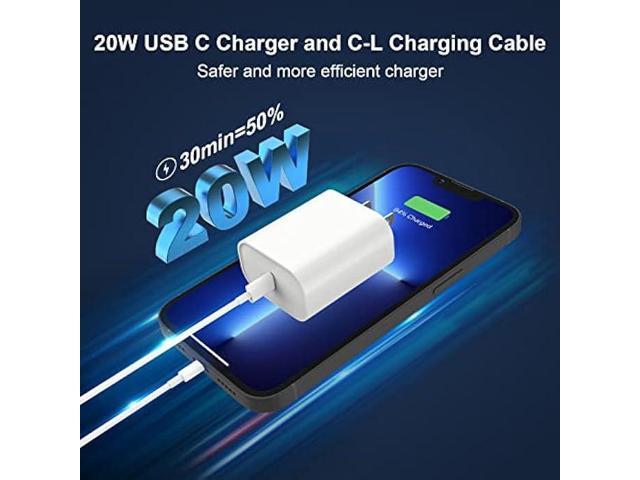 3 Pack PD 20W Type C Fast Charger Block with 6FT USB C to Lightning Fast Charging Data Sync Cable Compatible for iPhone 14 13 12 11 Pro Max XS XR X...