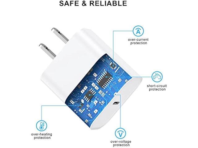 3 Pack PD 20W Type C Fast Charger Block with 6FT USB C to Lightning Fast Charging Data Sync Cable Compatible for iPhone 14 13 12 11 Pro Max XS XR X...