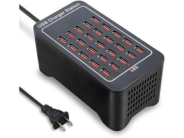 USB Charging Station, 25 Port 125W(25A), Travel Desktop USB Rapid Charger, Multi Ports Fast Charging Station Organizer Compatible with Smartphones,...