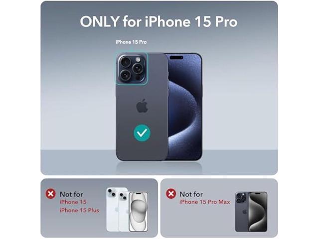 ESR for iPhone 15 Pro Case, Metal Kickstand Case, 3 Stand Modes, Military-Grade Drop Protection, Supports Wireless Charging, Slim Back Cover with...