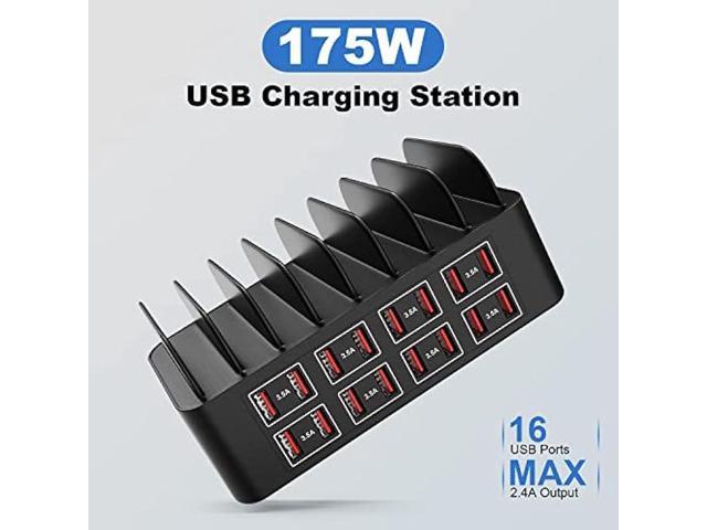 Charging Station for Multiple Devices,Cinlinso 175W/35A 16 Port USB Charging Station,Multi Device Fast Charger Organizer Compatible with...