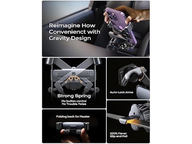 AINOPE Phone Mount Holder for Car Vent 2023 Upgrade Gravity Car Phone Holder Mount with Newest Air Vent Clip Auto Lock Hands Free Cell Phone Holder...
