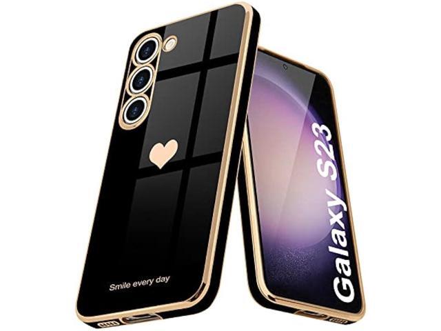 Teageo for Samsung Galaxy S23 Case for Women Girl Cute Love-Heart Luxury Bling Soft Back Cover Raised Full Camera Protection Bumper Silicone...