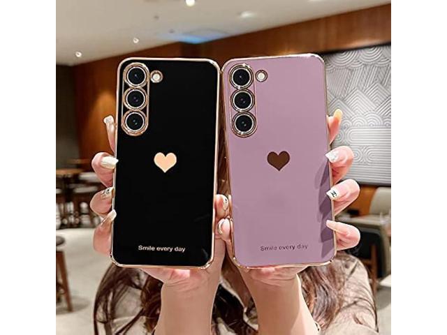 Teageo for Samsung Galaxy S23 Case for Women Girl Cute Love-Heart Luxury Bling Soft Back Cover Raised Full Camera Protection Bumper Silicone...