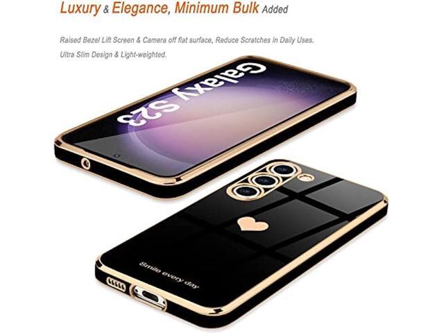 Teageo for Samsung Galaxy S23 Case for Women Girl Cute Love-Heart Luxury Bling Soft Back Cover Raised Full Camera Protection Bumper Silicone...