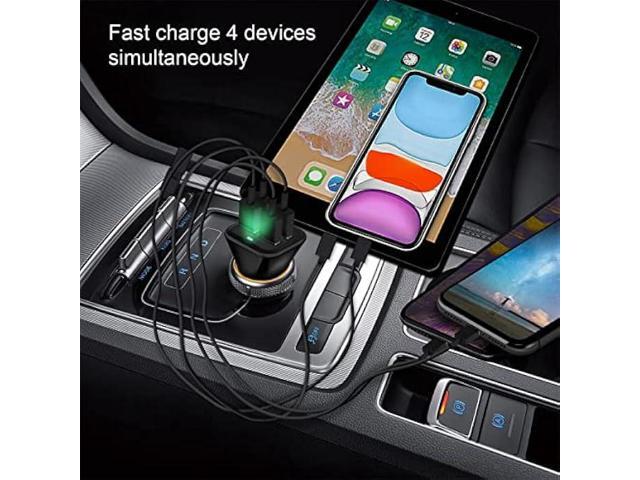 Car Charger Adapter, QC 3.0 USB car Charger, 4-Port Multi 9.6 Amp 48W Fast Car Charger Compatible with iPhone 14/13/12/11 Pro Max, Samsung Galaxy...
