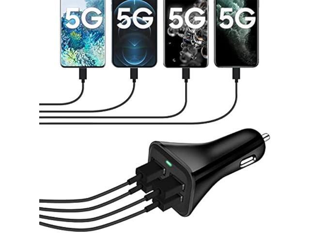 Car Charger Adapter, QC 3.0 USB car Charger, 4-Port Multi 9.6 Amp 48W Fast Car Charger Compatible with iPhone 14/13/12/11 Pro Max, Samsung Galaxy...