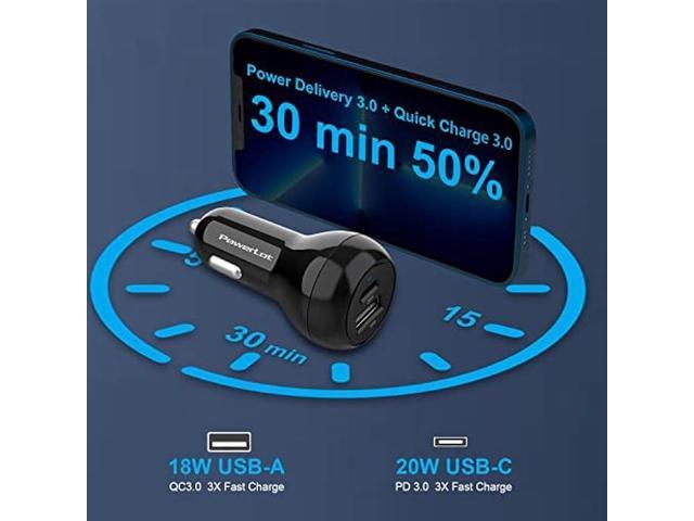 USB C Car Charger Adapter, 12V Car Charger Multi Port, 38W 2 Port Car Charger, PD 20W& QC 18W Cigarette Lighter Adapter, USB C Car Plug Fast...