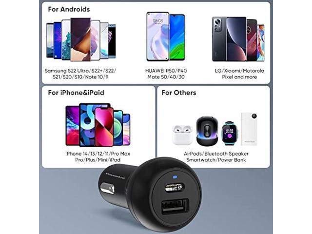 USB C Car Charger Adapter, 12V Car Charger Multi Port, 38W 2 Port Car Charger, PD 20W& QC 18W Cigarette Lighter Adapter, USB C Car Plug Fast...