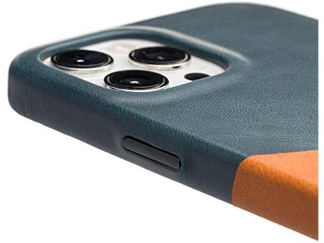 Wilken iPhone Leather Wrapped Case Compatible with MagSafe and Wireless Charging Top Grain Leather Lip Screen Protection Custom Metal...