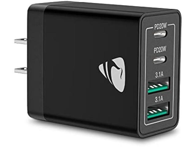 USB C Charger Block, 40W USB C Wall Charger PD+QC 3.0 Double Port Power Adapter, 4-Port Multiport Fast Charging Block Plug for iPhone 15 Plus 14 13...