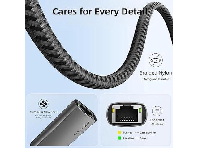 WALNEW USB 3.0 Ethernet Adapter, 1000Mbps Gigabit USB LAN Network Adapter, USBA Male to RJ45 Female Cable Converter for Mac,MacBook Pro/Air,Surface...