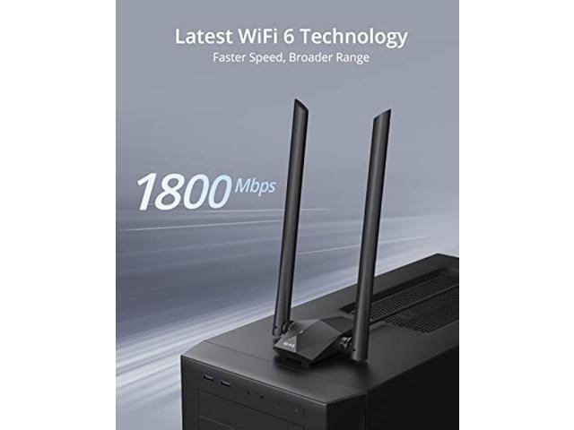 BrosTrend USB WiFi 6 Adapter AX1800 Long Range USB WiFi Adapter for PC Laptop Desktop 5GHz/1201Mbps + 2.4GHz/574Mbps Wireless Dongle with 2X High...