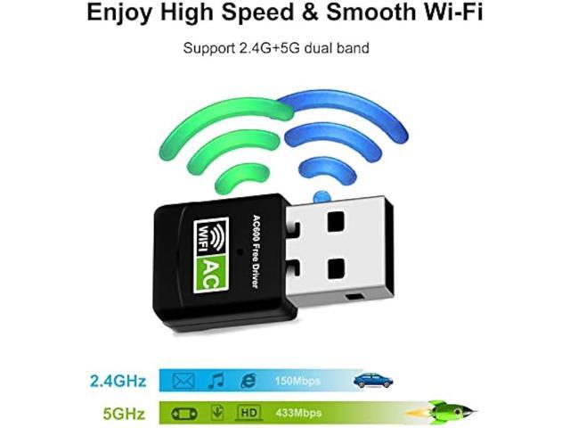 AC600 USB WiFi Adapter for PC, Driver Free Wireless Network Adapter for Desktop Laptop, 5G/2.4G Dual Band High Speed Mini WiFi Dongle Stick,...