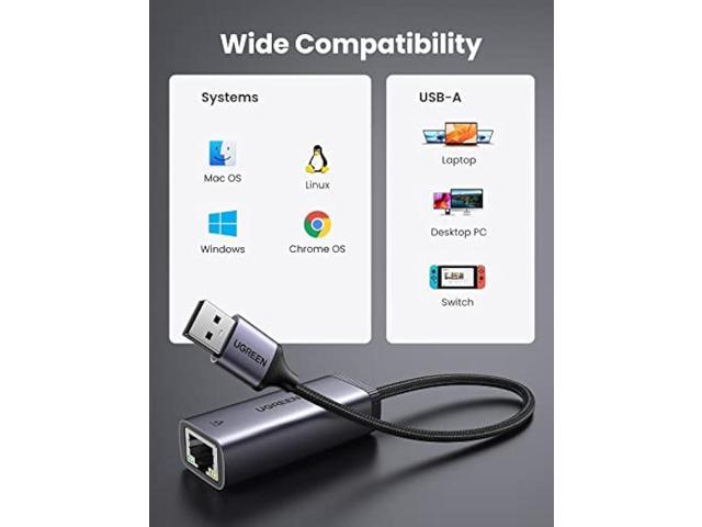 UGREEN USB to Ethernet Adapter USB 3.0 to 10 100 1000 Mbps Gigabit LAN Network Adapter RJ45 Internet Adapter Compatible with Nintendo Switch Laptop...