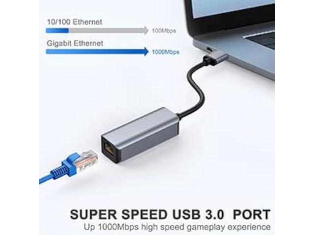 USB to Ethernet Adapter, Vilcome USB 3.0 to 100/1000 Gigabit Ethernet LAN Network Adapter, Driver Free RJ45 Internet Adapter Compatible with...