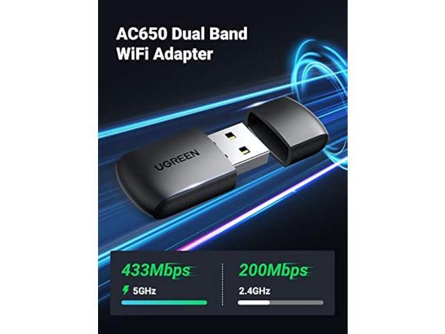 UGREEN AC650 USB WiFi Adapter for Desktop PC 5G 2.4G Dual Band WiFi Dongle Mini Wireless USB Computer Network Adapter Compatible with Windows 11 10...