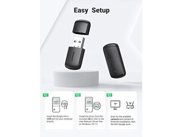 UGREEN AC650 USB WiFi Adapter for Desktop PC 5G 2.4G Dual Band WiFi Dongle Mini Wireless USB Computer Network Adapter Compatible with Windows 11 10...