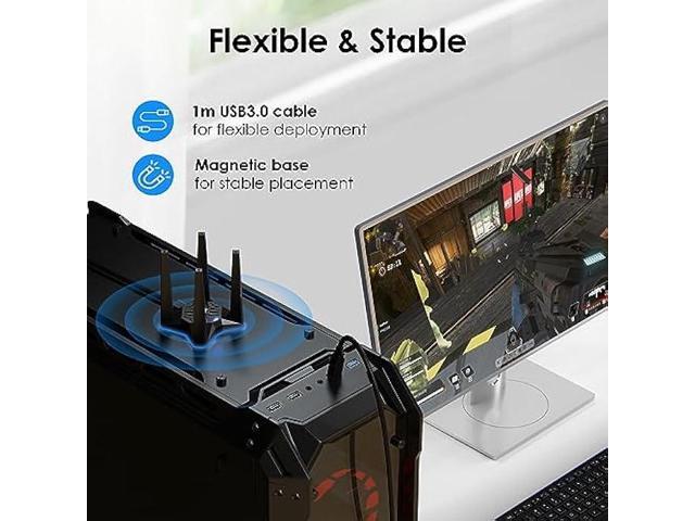 USB WiFi Adapter for Desktop PC, AC1900 WiFi Adapter Dual Band Wireless Network Adapter with 2.4GHz/5GHz High Gain Antennas, MU-MIMO, Supports...