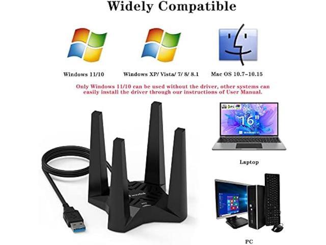 USB WiFi Adapter for Desktop PC, AC1900 WiFi Adapter Dual Band Wireless Network Adapter with 2.4GHz/5GHz High Gain Antennas, MU-MIMO, Supports...