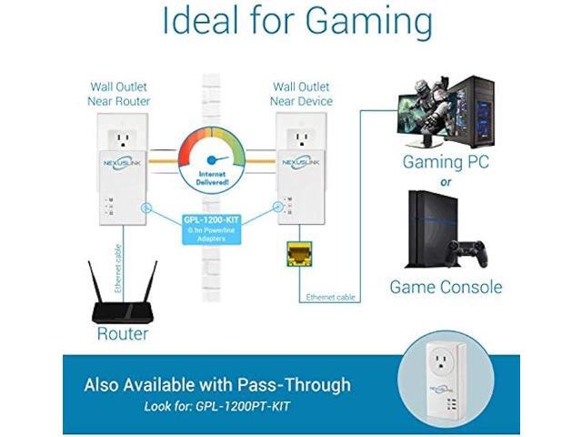 NexusLink G. hn Powerline Ethernet Adapter 1200 Mbps Gigabit Port, Power Saving, Home Network Expander with Stable Ethernet Connection for...