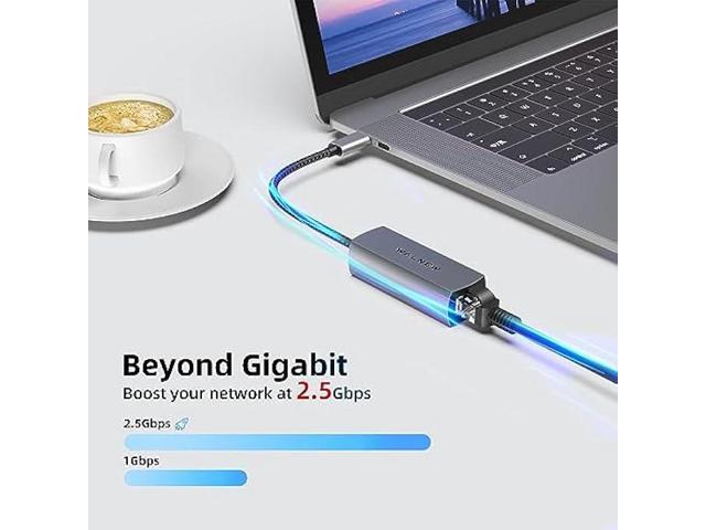 WALNEW USB-C 2.5gb Ethernet Adapter, USBC to RJ45 LAN Connector,2.5 Gigabit Network Cable Converter Thunderbolt 3 for NAS...