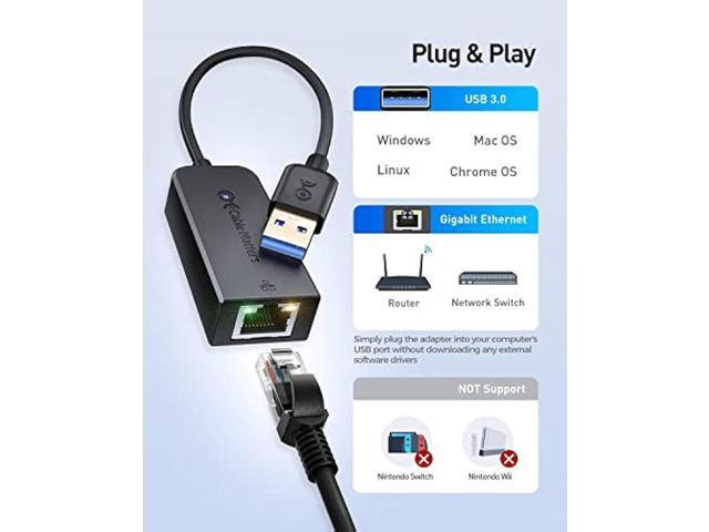 Cable Matters Plug & Play USB to Ethernet Adapter with PXE, MAC Address Clone Support (USB 3.0 to Gigabit Ethernet, Ethernet to USB, Ethernet...