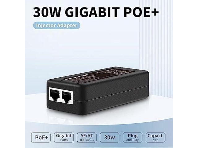 PoE Injector Up to 30w Power Supply, Gigabit PoE Adapter for IP Cameras and VoIP Phones Network Distance Up to 328 ft. PoE Power Supply IEEE...