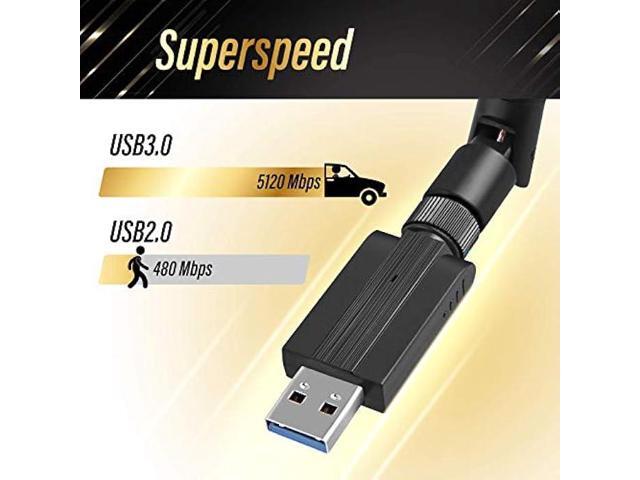 USB WiFi Adapter 1200M WiFi Dongle High Speed 802.11ac 5dBi Dual Band 2.4/5GHz Wireless Network Adapter for PC/Desktop/Tablet/Laptop, Compatible...