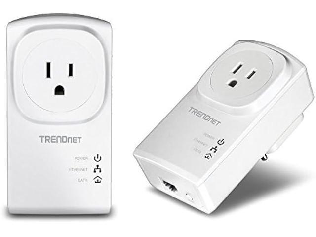 TRENDnet Powerline 500 AV Nano Adapter Kit With Built-In Outlet, Power Outlet Pass-Through, Includes 2 x TPL-407E Adapters, Plug & Play, Ideal For...