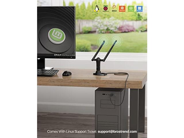 BrosTrend Linux WiFi Adapter for Ubuntu, Mint, Kali, Debian, Lubuntu, Xubuntu, Mate, Zorin, PureOS, Raspberry Pi 2+, Windows 11, 1200Mbps,...