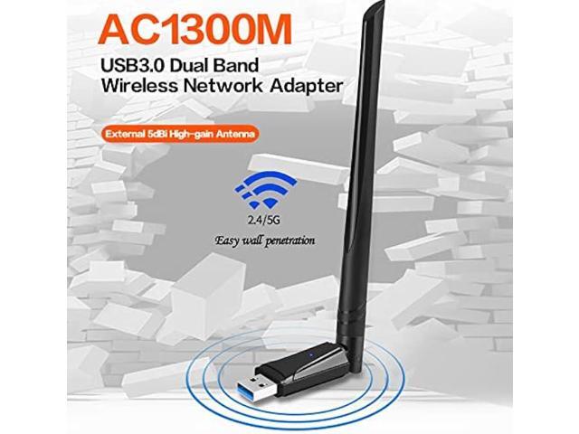 WiFi USB,PC WiFi Adapter,WiFi Dongle for PC,2.4GHz/5GHz,1300Mbps USB 3.0,High Gain Dual Band 5dBi Antenna, Support Windows 11/10/8.1/8/7/XP, Mac OS...