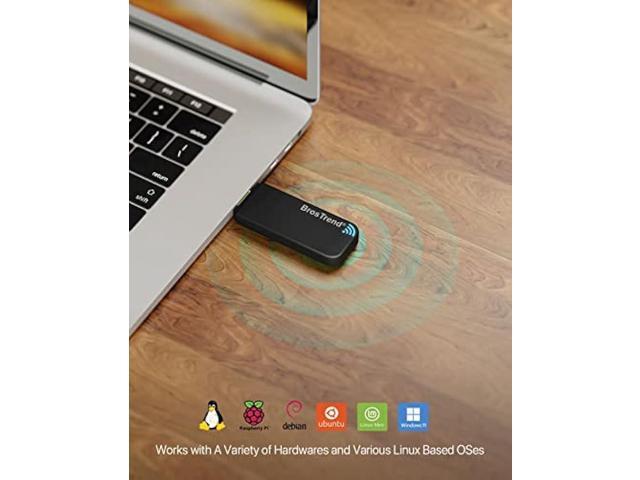 BrosTrend Linux USB WiFi Adapter 1200Mbps Supports Ubuntu, Mint, Kali, Debian, Kubuntu, Mate, Zorin, PureOS, Raspberry Pi 2+, Windows 11, USB3.0...