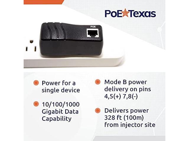 Poe Texas PoE Injector - Single Port Power Over Ethernet Passive PoE Adapter (UL Rated PoE Integrated Power)