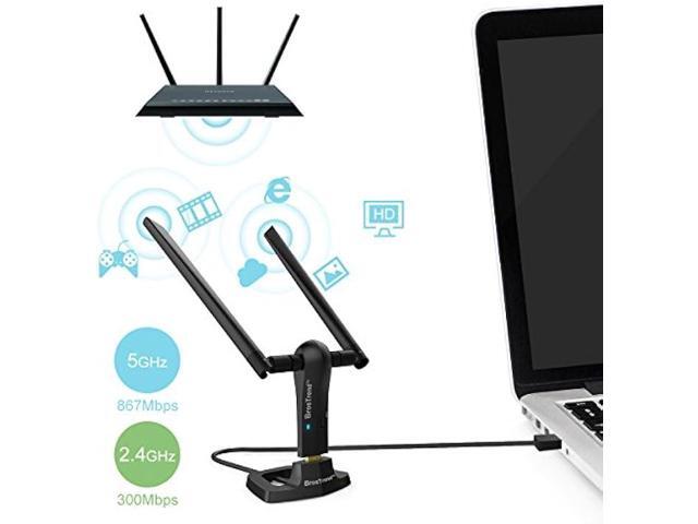 BrosTrend 1200Mbps Long Range USB WiFi Adapter for PC Desktop Laptop of Windows 11/10/8.1/8/7, Wireless Adapter Dual Band 2.4GHz 300Mbps + 5GHz...