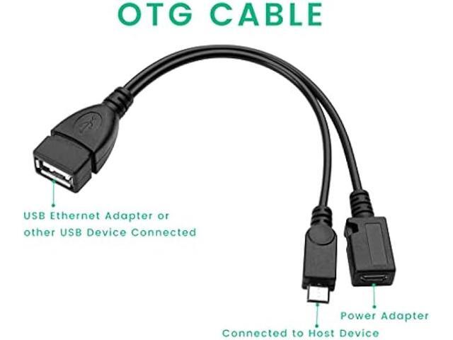 OTG Cable for TV Stick 4K Lite, Max, Cube, with Ethernet Adapter, USB HUB to Add Memory Storage and Bluetooth