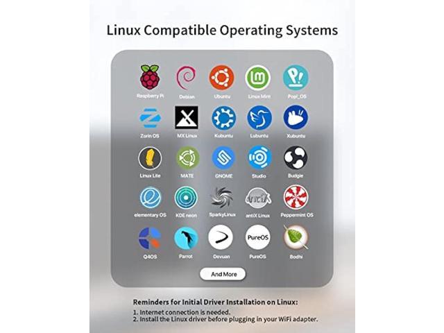 BrosTrend AX1800 USB WiFi 6 Linux Compatible WiFi Adapter for PC and Raspberry Pi 2+ WiFi 6 USB for Ubuntu, Mint, Debian, Kubuntu, Mate, Zorin,...