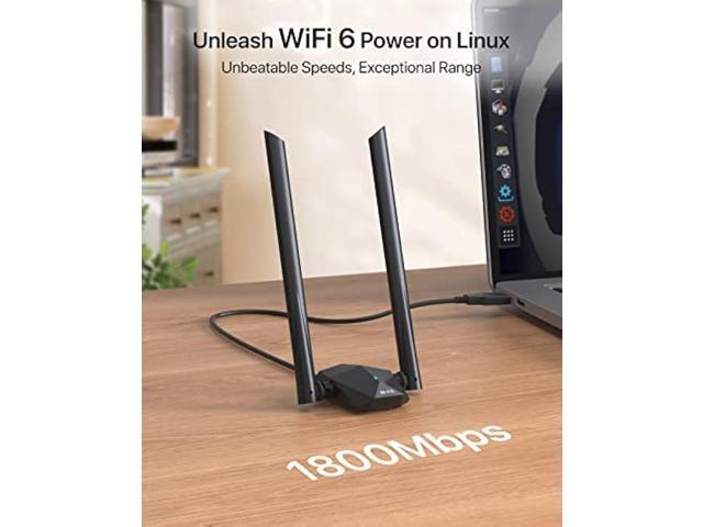 BrosTrend AX1800 USB WiFi 6 Linux Compatible WiFi Adapter for PC and Raspberry Pi 2+ WiFi 6 USB for Ubuntu, Mint, Debian, Kubuntu, Mate, Zorin,...